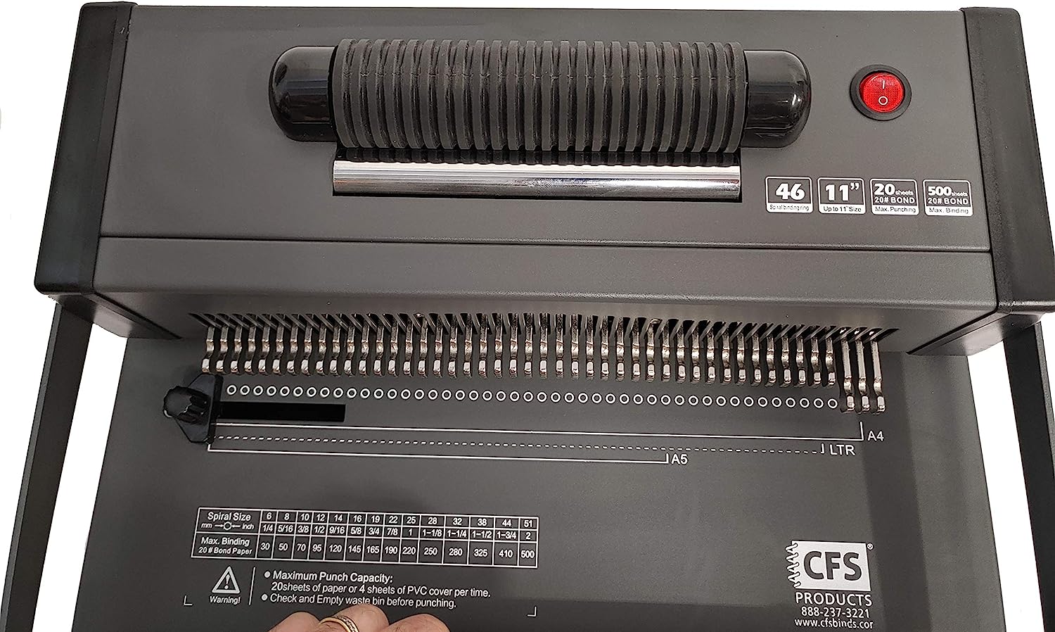 CFS Products - BetterBind Coil-It - Coil-Binding Machine with Electric Coil Inserter - Manual Binding Punch - Up to 20 Pages - 4:1 Pitch - for Personal, Home, School or Business Binding - Image 6